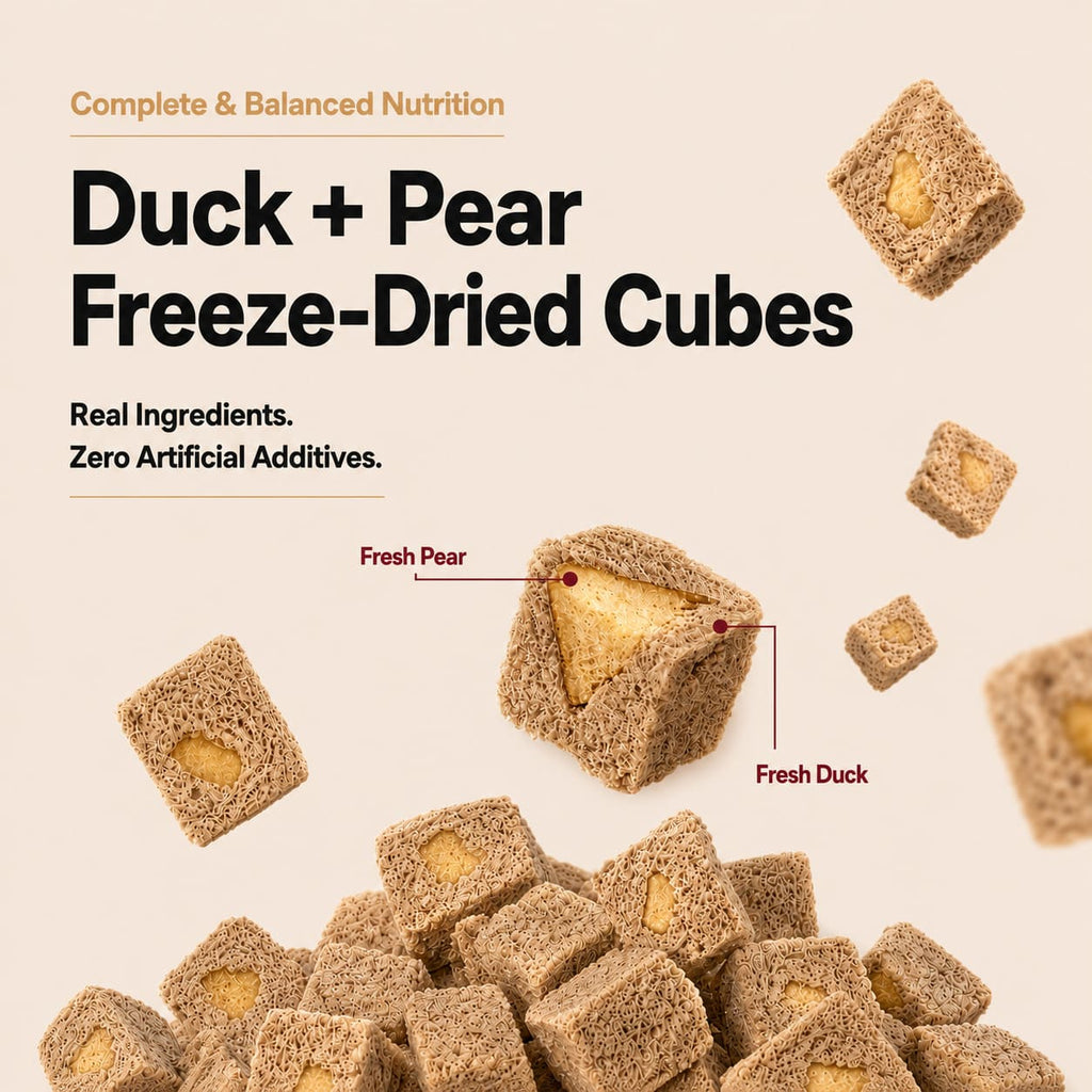 RoyalHugge Duck and Pear Freeze-Dried Cubes for cats and dogs