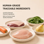 RoyalHugge human-grade traceable ingredients with chicken, duck, spinach, carrot and pear