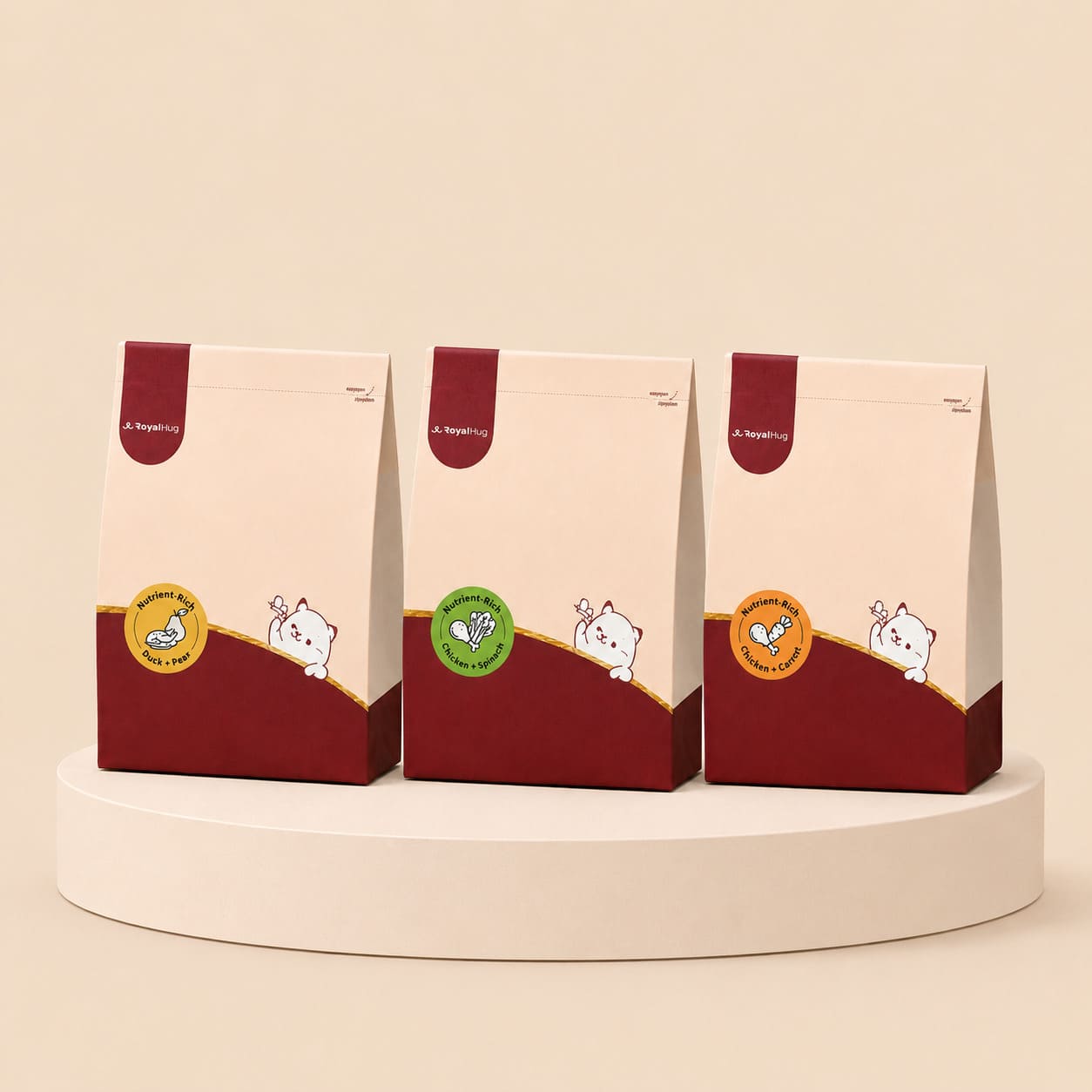 RoyalHugge Chicken and Spinach Freeze-Dried Veggies and Fruit cubes