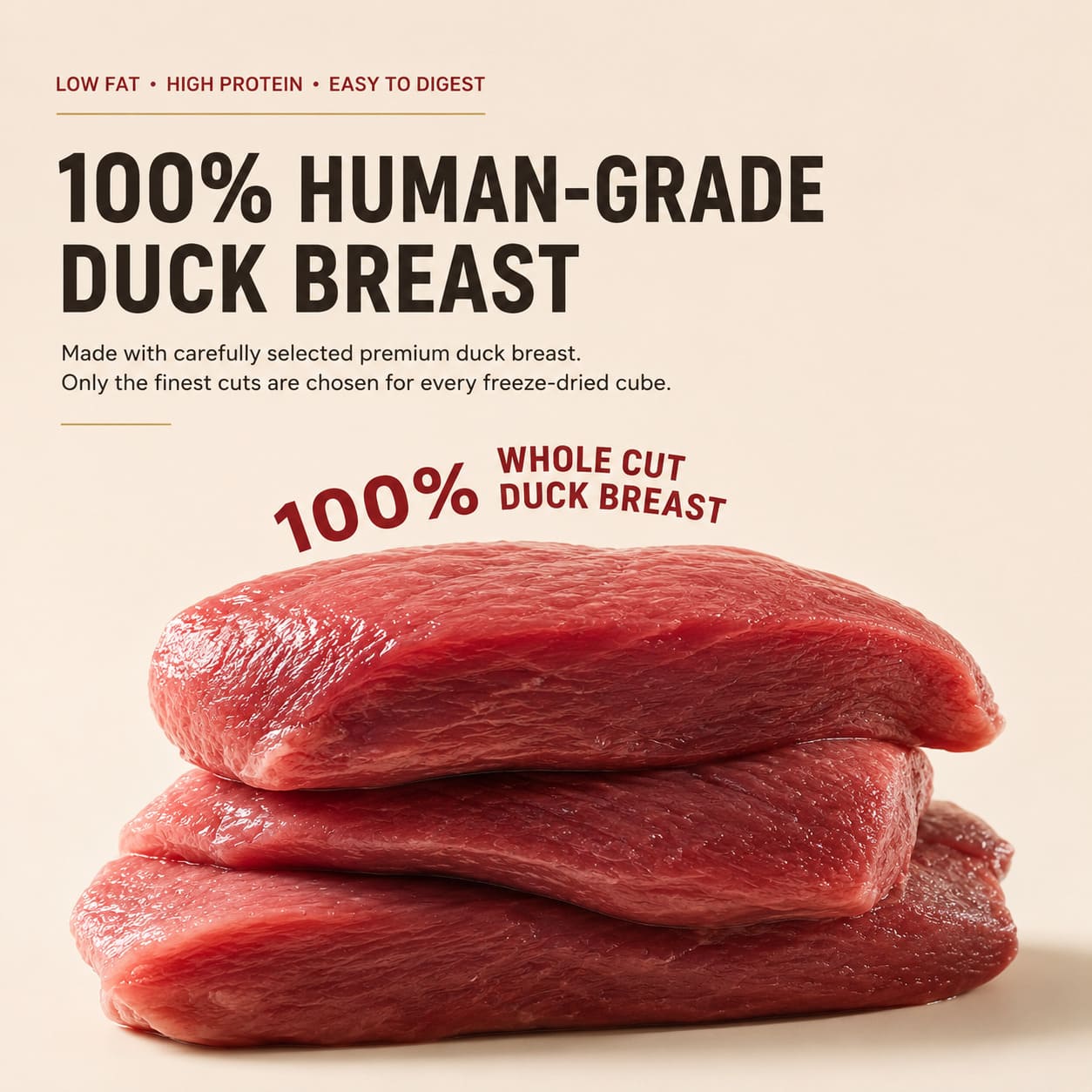 RoyalHugge Whole Cut Duck made from 100 percent human-grade duck breast