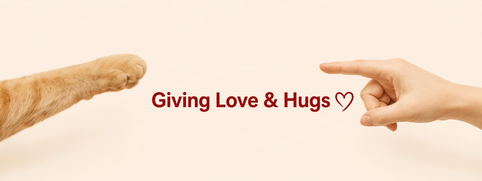 Dog paw reaching toward a human hand with RoyalHugge Giving Love & Hugs message